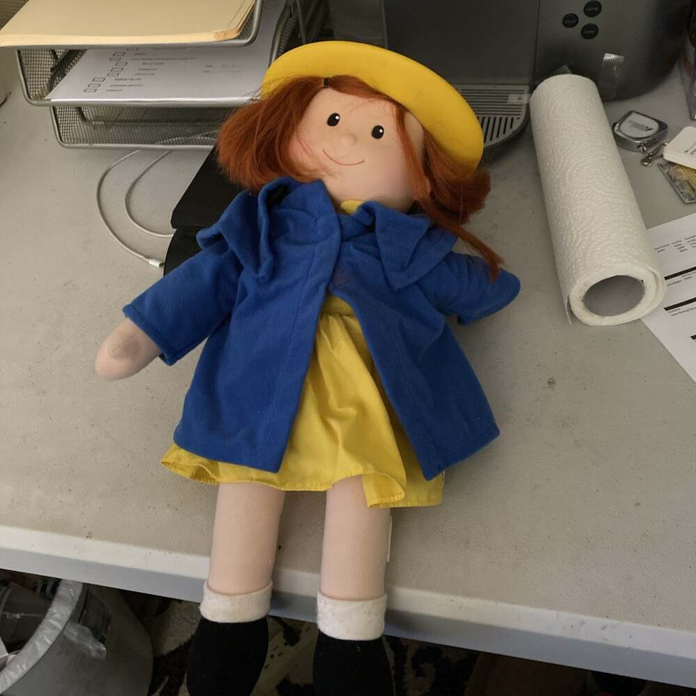 Vintage 1998 Talking Madeline Doll 16" Plush Kids Gifts Blue Coat Yellow Hat wks